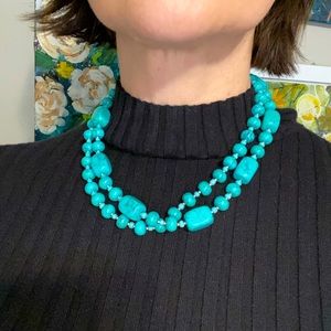 Marbled turquoise color beaded necklace